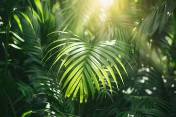 Obraz premium Sunlit Tropical Palm Leaves