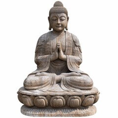 Fototapeta premium Serene Buddha Statue Clipart in Calming Colors for Spirituality, Digital Art Design Isolated on White Background