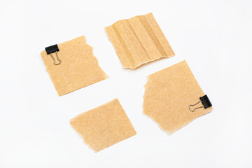 Note paper sticky notes with clothespin on white background, reminder mock up