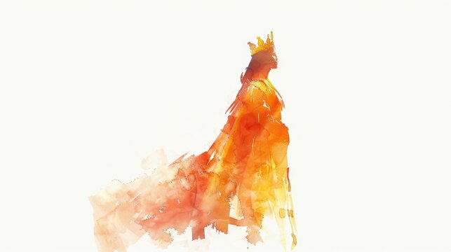 Queen Esther, Esther 1 &ndash; 5:8. Digital watercolor illustration.
