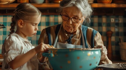 Grandmother and Girl Baking