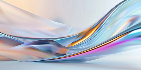 Fototapeta premium A futuristic background with holographic elements and ribbons of light, creating an abstract design