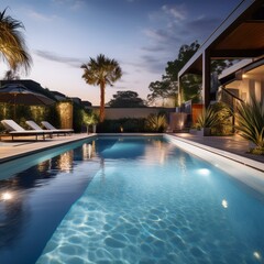 swimming pool at night