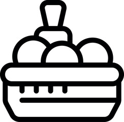 Line drawing of a basket full of apples with a plunger pressing down, depicting the process of traditional apple cider making