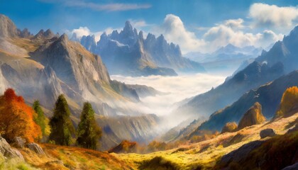 Obraz premium Sunset In The Mountains 16:9