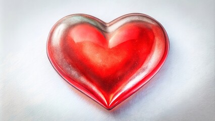 Obraz premium A stylized red heart symbol with sleek metallic edges and subtle gradient effect shines brightly on a clean white background with soft shadow underneath.