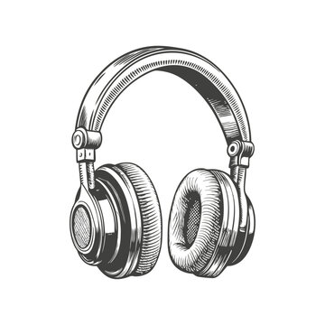 recommend clip art: headphone vintage engraving hand drawn illustration vector