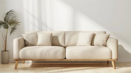 The beige modern sofa