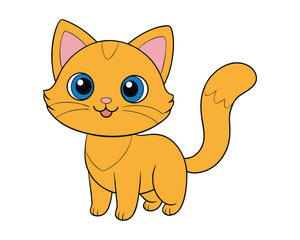 Cute Cat Vector Illustration with White Background - Cartoons, Clipart, Line Art Design, Cute cat vector illustration on a white background, ideal for cartoons, clipart, and line art designs
