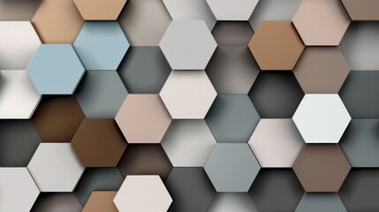 Textured surface created by a 3d rendering of multicolored hexagons in a geometric pattern