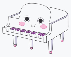 Cute Piano Vector Illustration - Cartoons, Clipart, and Line Art Design for Microstock, Adorable piano vector illustration, perfect for cartoons, clipart, and line art designs.