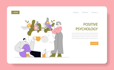 Positive Psychology. Flat Vector Illustration