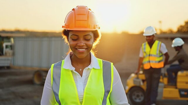 Sanitation worker smiling face portrait