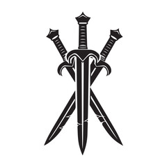 three swords knife arranged in order war kingdom logo black and white vector tattoo 