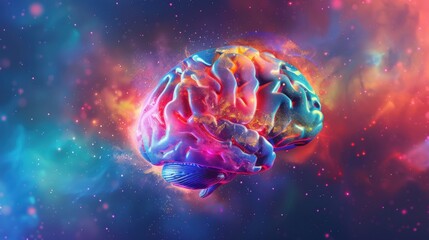 未来的な抽象脳CG - ポップでカラフルな背景