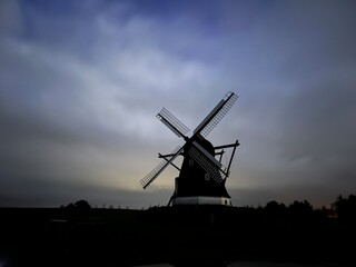 windmill at dusk