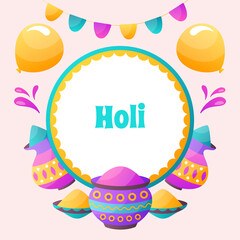 Hand drawn cartoon Happy Holi frame