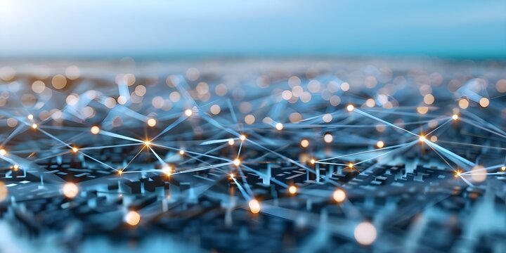 Illustration of an Interconnected IoT Network with Nodes, Devices, and Connections. Concept Internet of Things, Network Illustration, Connected Devices, IoT Nodes, Data Connections