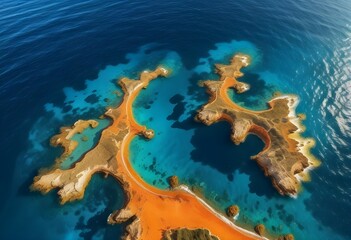 Fototapeta premium Beautiful beach scenery, high angle view of the sea