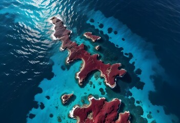 Fototapeta premium Beautiful beach scenery, high angle view of the sea