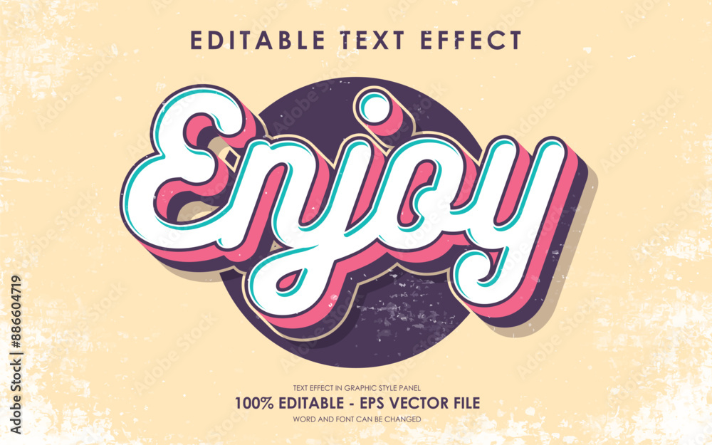 Fototapete editable enjoy retro text effect