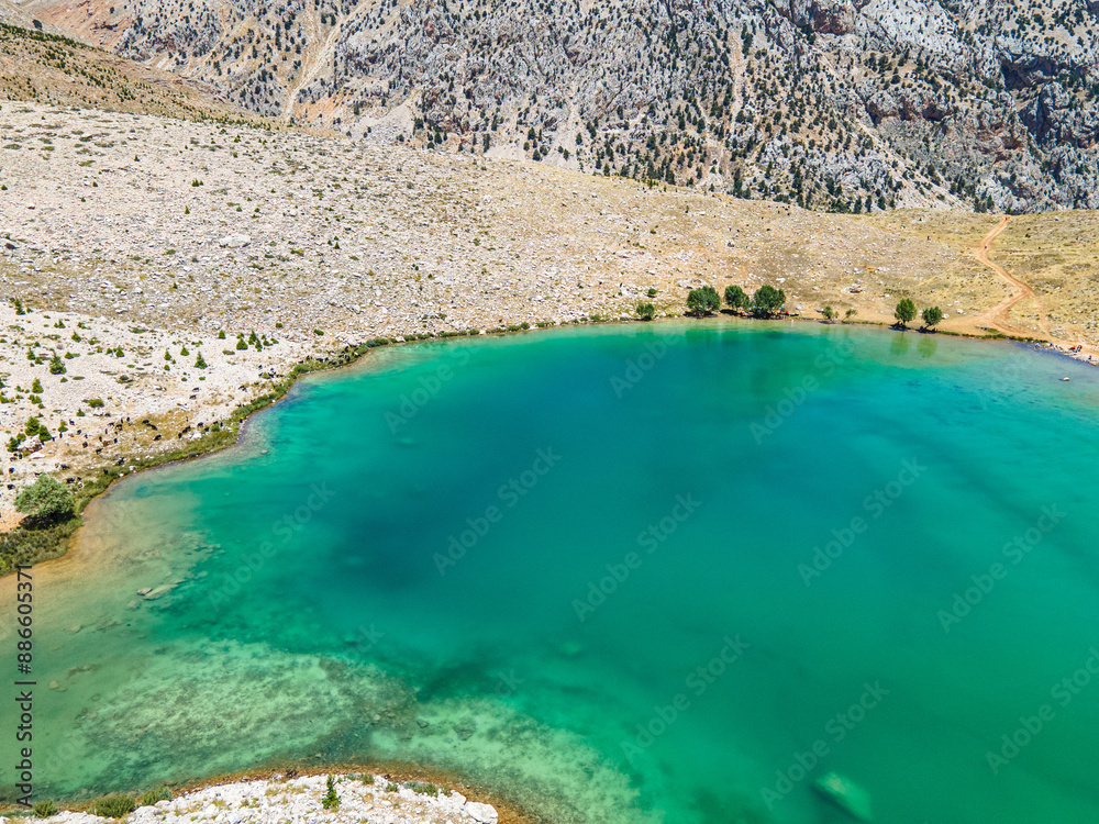 Canvas Prints The aerial views of Green Lake, a crater lake, is on the Gömbe Plateau, famous for its unique geographical riches.