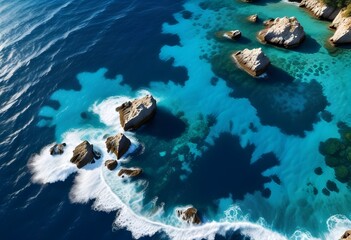 Fototapeta premium Beautiful beach scenery, high angle view of the sea