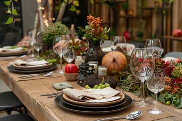 Fototapeta premium Table setting ready for wine tasting party