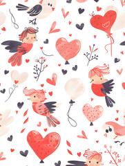 Obraz premium Valentine's Day cartoon cards