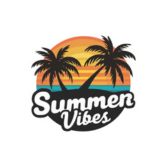 Obraz premium Summer Vibes Typography Design and Free Vector