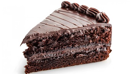 Obraz premium Tasty chocolate cake isolated on white. 