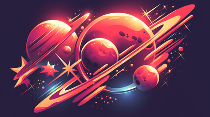 Space galaxy in neon colors illustration