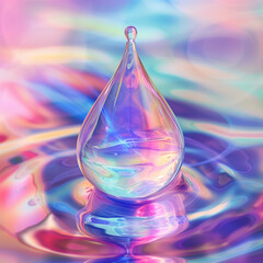 Generative AI illustration. Holographic fluid liquid drop illustration