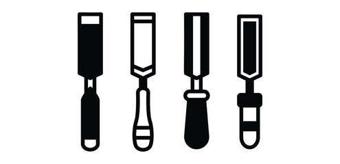 chisel tool icon vector design symbol sign black white color illustration collection set isolated