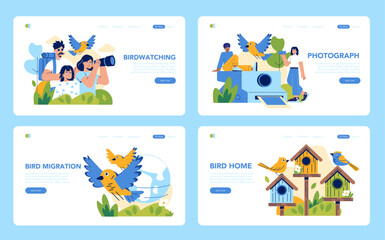 Obraz premium Birdwatching. Flat Vector Illustration