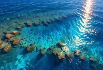 Fototapeta premium Beautiful beach scenery, high angle view of the sea