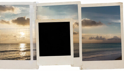 set of combination of polaroid photos. empty photo mockup template