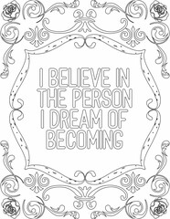 Printable floral coloring page for kids and adults with affirmation quote for self love and self care. it helps to struggle against life to enjoy the tough journey
