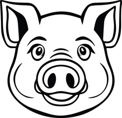  Cute pink pig   on a white background. Baby flat vector illustration.