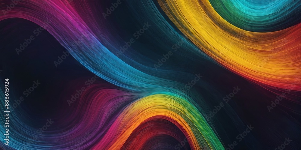 Wall mural A colorful, abstract painting with a rainbow-colored swirl