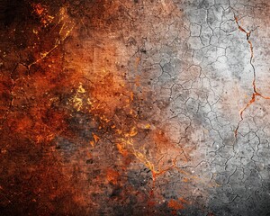 Obraz premium Abstract cracked textured background with orange and gray tones, ideal for grunge, industrial, or artistic design projects.