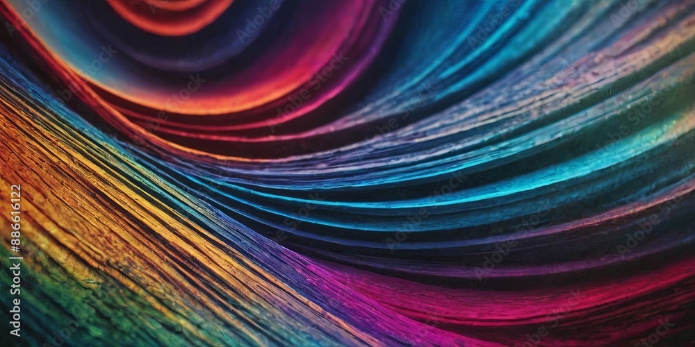 Poster A colorful, abstract painting with a wave-like pattern