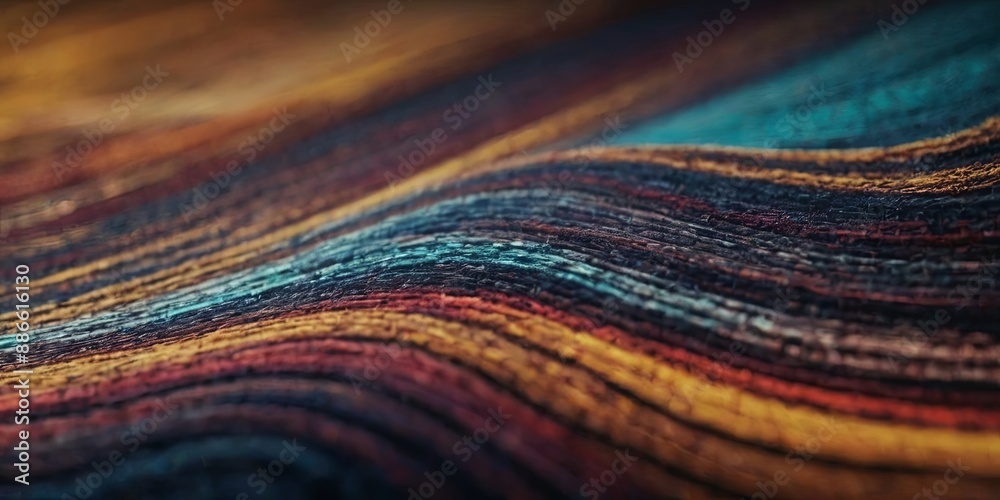 Poster a colorful, wavy fabric with a pattern of stripes and dots