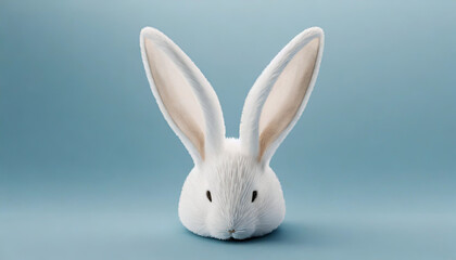 White rabbit ear on pastel blue background. Easter day. 3d rendering
