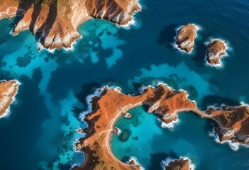 Beautiful beach scenery, high angle view of the sea