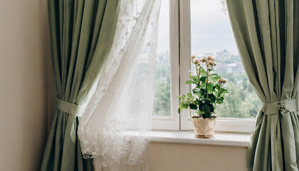 White luxury curtains for doors and windows home decorations for living room and modern style
