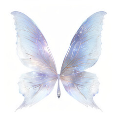 Elegant fairy wings with delicate veins and a translucent, sparkling finish, isolated on white background.