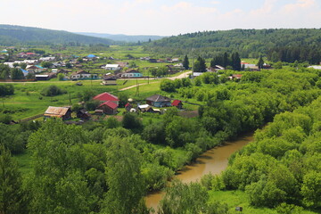 Top view on Suenga village in the Maslyaninsky District of the Novosibirsk Region