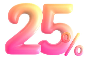 Gradient Number 25 Percent 3d rendering