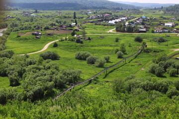 Obraz premium Top view on Suenga village in the Maslyaninsky District of the Novosibirsk Region